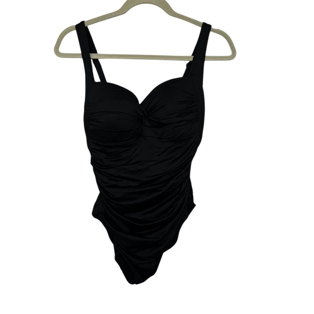 Bond-eye Women's Black One Piece Swimsuit Size 10 D/DD Front Twist Slimming